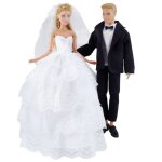 2 sets vtements poupe princesse mariage robe soire dentelle broderie + noir costume tenue pour barbie ...