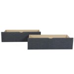 2 tiroirs de lits roulettes 99 x 37 x 26 cm gros tissu gris anthracite