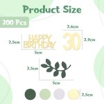 200 confettis d'anniversaire, confettis joyeux anniversaire vert dor� 30e anniversaire d�corations de ...