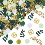 200 pices de confettis vert 60 ans, decoration anniversaire confettis pour decoration de table, 20g ...