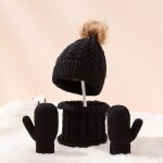 2021 nouveau b�b� enfants filles gar�ons hiver chaud tricot chapeau oreille solide chaud mignon gant ...