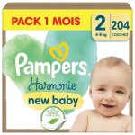 204 couches harmonie taille 2 (4kg - 8kg) - pampers