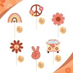 24 pcs hippie party cupcake toppers, deux dcorations de fte groovy, peace love cupcake toppers, pour ...