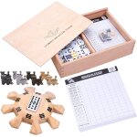 250120 - domino mexican train d12 deluxe - coffret en bois de htre - bloc de score - gare en bois - ...