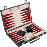 250505 - backgammon rouge noir et blanc 36 cm - jeu de strat�gie - finitions simili cuir - 5 d�s - 2 ...