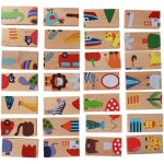 28pcs casse - t�te en bois de couleur animale building domino blocks set - jouet educatif pr�coce pour ...