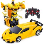 2en1 voiture jaune t�l�command� robot 1:18 transformateur jouet cadeau pour gar�ons filles 3 4 5 6 7 ...
