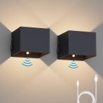 2pcs 5w applique murale interieur a piles avec dtecteur de mouvement lampe murale sans fil avec interrupteur ...