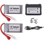 2pcs 7. 4v 2000mah t - plug batterie au li&chargeur 2 en 1 pour 9200 9200e 9202e 9203e 9204e 9205e 9206e ...