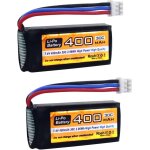 2pcs 7. 4v 2s 400mah 30c batterie li prise ph2. 0 - 3p convient pour umx 2s aircraft glider compatible ...