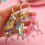 2pcs acrylique color zodiaque boeuf porte - cls poupe machine pendentif voiture porte - cls sac petit ...