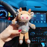 2pcs cette anne porte - cls de veau de bon augure zodiaque vache fille sac pendentif en peluche poupe ...