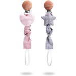 2pcs attache sucette avec pince attache tetine bois - accroche tetine bebe personnalis� pour gar�on et ...