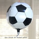 2pcs - ballons de football gonflables en aluminium 4d 22 pouces, 2 pices, dcorations de fte d'anniversaire ...