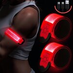 2pcs brassard lumineux led rechargeable via usb, brassard reflechissant led running, bande clignotant ...