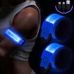 2pcs brassard lumineux led rechargeable via usb, brassard reflechissant led running, bande clignotant ...
