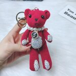 2pcs chane de perles ours porte - cls diamant sac pendentif poupe de voiture siamoise