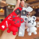2pcs changement de couleur ours porte - cls voiture couple cl pendentif poupe sac pendentif porte ...