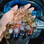 2pcs galvanoplastie ours clout de diamants porte - cls debout poupe voiture porte - cls sac ornement ...