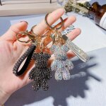 2pcs griffe diamant ours porte - cls diamant ours poupe cl de voiture sac pendentif