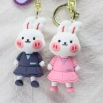 2pcs lapin ours poupe porte - cls fille sac a dos pendentif couple voiture porte - cls