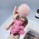 2pcs mignon ours porte - cls motif cerf poupe en cuir vison voiture porte - cls anneau sac pendentif ...