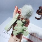2pcs mignon ours porte - cls motif cerf poupe en cuir vison voiture porte - cls anneau sac pendentif ...