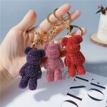 2pcs ours clout de diamants porte - cls poupe voiture porte - cls griffe diamant sac pendentif
