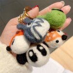 2pcs porte - cls en feutre de laine bricolage femme poupe en peluche grenouille petit pendentif couple ...