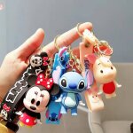 2pcs stitch porte - cls pendentif minnie mickey poupe couple cartable pendentif cl de voiture