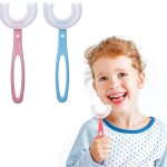 2pcs u - forme brosse a dents pour enfants 6 - 12 ans olds souple en silicone t�te manuel brosses a dents ...