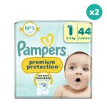 2x44 couches premium - taille 1 - pampers