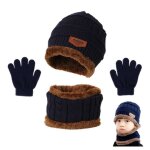 3 en 1 hiver chapeau echarpe gants ensemble enfants chaud epais tricot cap avec doublure en molleton ...