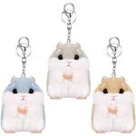 3 jolis porte - cls hamster (bleu marron gris), porte - cls peluche douce, porte - cls pendentif hamster, ...
