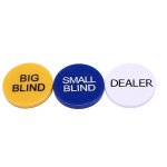 3 pices durables petit aveugle + grand aveugle + revendeur bouton ensemble pour partie casino poker ...