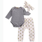 3 pices / ensemble bb filles coton vtements ensembles printemps haut d'automne chemise pantalon bandeau ...