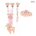 3 pices / ensemble bb landau pendentif hochet sucette chane attache bracelet en bois dentition p31b ...
