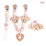 3 pi�ces / ensemble plus r�cent b�b� landau pendentif hochet sucette cha�ne clip bracelet en bois dentition ...