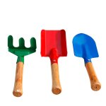 3 pieces maison manche en bois multifonction portable horticulture colore pratique pelle rateau pelle ...
