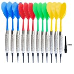 3 red, yellow, blue, and green each fl�chettes pointe en plastique, lot de 12 fl�chettes pour cible �lectroniq ...