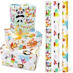 3 rouleaux de papier d'emballage animal 17 pouces x 10 pieds, papier d'emballage cadeau de joyeux anniversaire ... 3 rouleaux de papier d'emballage animal 17 pouces x 10 pieds, papier d'emballage cadeau de joyeux anniversaire ...