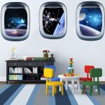 3 stickers muraux 3d pour chambre d'enfant, stickers muraux plante astronaute, art mural galaxie, dcoration ...