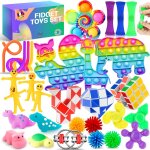 30 pcs fidget toys pack, fidget sensory toy set, push and pop bubble sensory fidget toy, poppit jouet ...
