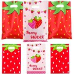 30 pi�ces sacs cadeaux pour f�te, motif fraise, rose, pour filles, d�coration d'anniversaire