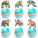 Tortues cupcake d�coration animaux marins cupcake d'anniversaire d'�t� sous - marin accessoires de f�te ...