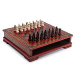 32 pi�ces / ensemble d'echecs chinois en resine avec table basse en bois cadeau de collection vintage ...
