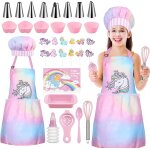 34pcs enfants cuisine et ptisserie set - tablier cuisine enfant, toque cuisinier enfant, gant cuisine ...