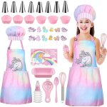 34pcs enfants cuisine et ptisserie set - tablier cuisine enfant, toque cuisinier enfant, gant cuisine ...