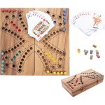 350261 - jeu de tock en bois - 4 joueurs - coffret en bois ecologique - jeu traditionnel canadien - parcours ...