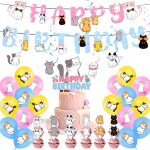 38 pices dcorations d'anniversaire en forme de chat set compris bannire happy birthday ballons anniversaire ...